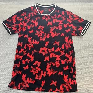 Cactus Man Ricky Singh Black and Red Butterfly Print T-Shirt Size US 5 / EUR S /